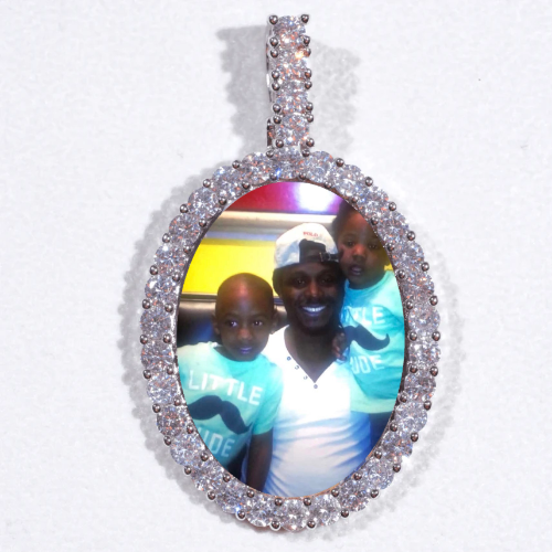 Large 3D Oval Custom Picture Pendant