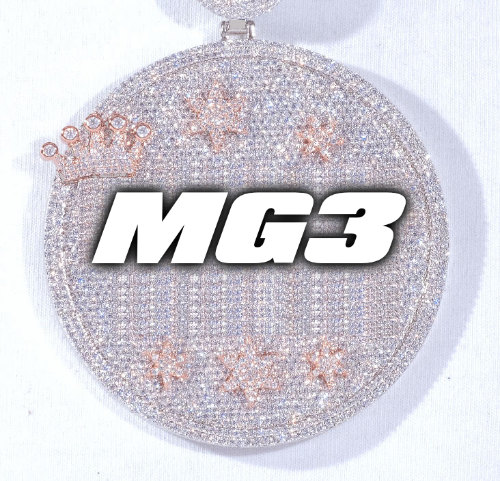 CUSTOM LETTER NECKLACE 3D BIG CROWN DISC