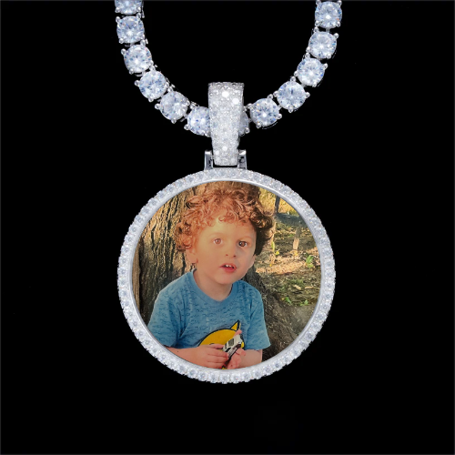 925S & VVS Moissanite 3D Circle Custom Picture Pendant