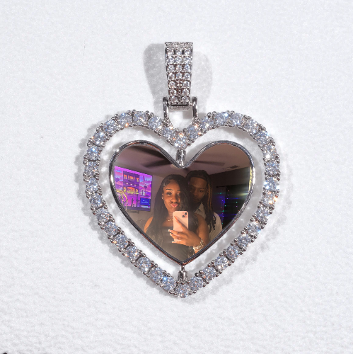 3D Spinning 2-Faced Heart Custom Picture Pendant