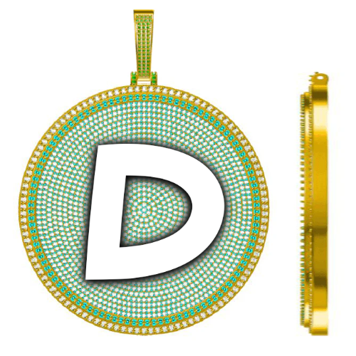 CUSTOM LETTER NECKLACE 3D BIG DISC