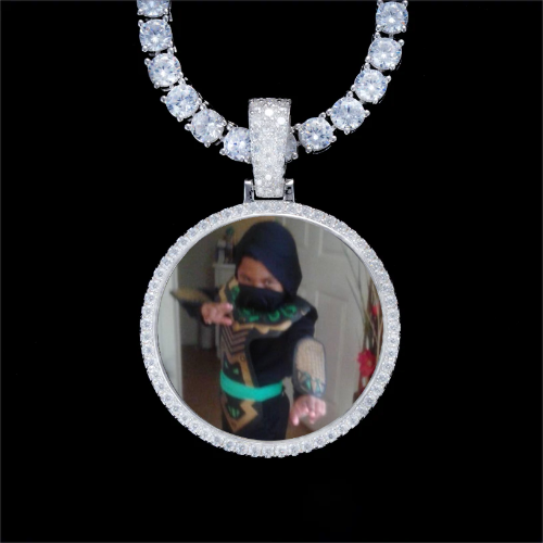 925S & VVS Moissanite 3D Circle Custom Picture Pendant