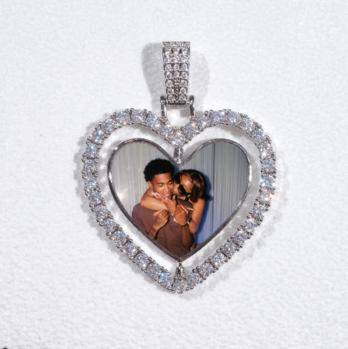 3D Spinning 2-Faced Heart Custom Picture Pendant
