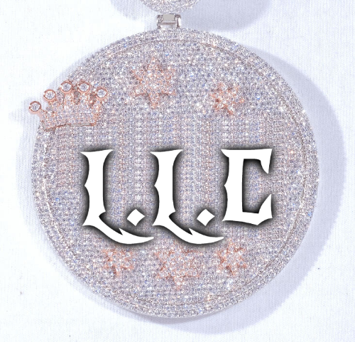 CUSTOM LETTER NECKLACE 3D BIG CROWN DISC