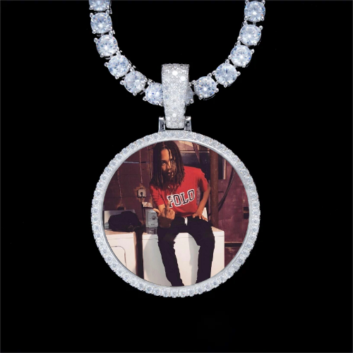 925S & VVS Moissanite 3D Circle Custom Picture Pendant