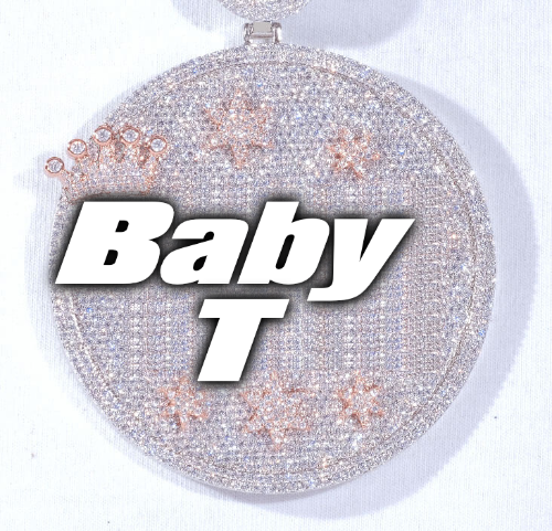 CUSTOM LETTER NECKLACE 3D BIG CROWN DISC