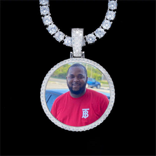 925S & VVS Moissanite 3D Circle Custom Picture Pendant