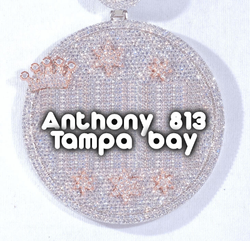 CUSTOM LETTER NECKLACE 3D BIG CROWN DISC