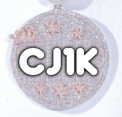 CUSTOM LETTER NECKLACE 3D BIG CROWN DISC