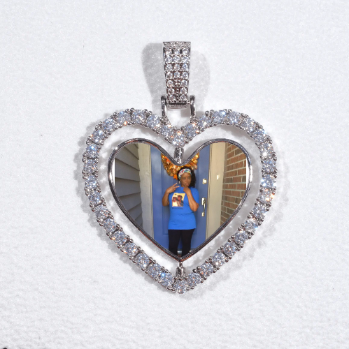3D Spinning 2-Faced Heart Custom Picture Pendant