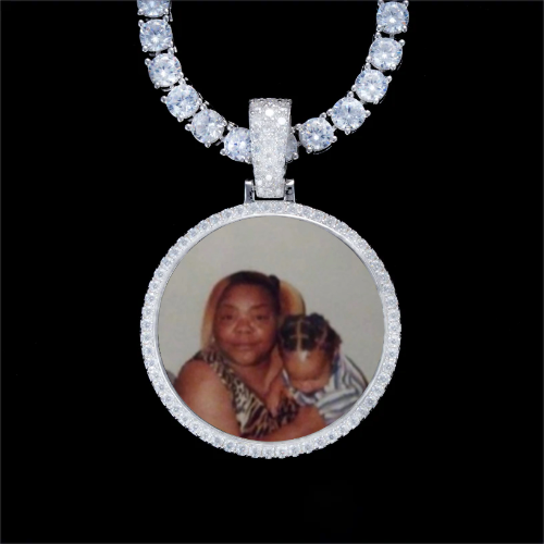 925S & VVS Moissanite 3D Circle Custom Picture Pendant