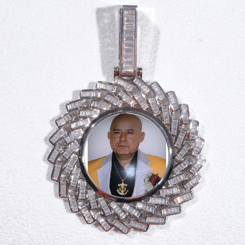 Large 3D Baguette Custom Picture Pendant
