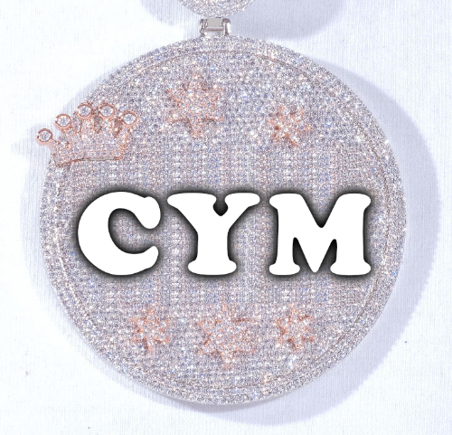 CUSTOM LETTER NECKLACE 3D BIG CROWN DISC