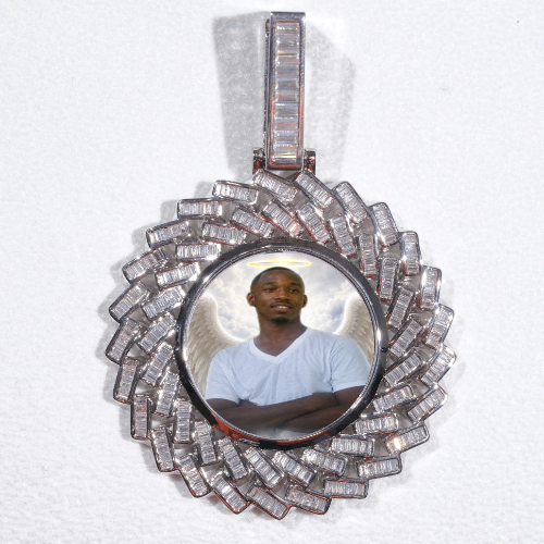 Large 3D Baguette Custom Picture Pendant