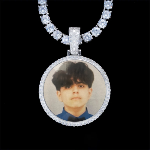 925S & VVS Moissanite 3D Circle Custom Picture Pendant