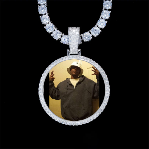 925S & VVS Moissanite 3D Circle Custom Picture Pendant