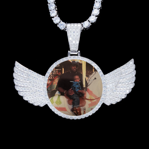 925S & VVS Moissanite 3D Wing Custom Picture Pendant