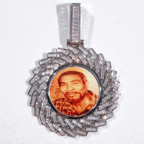 Large 3D Baguette Custom Picture Pendant