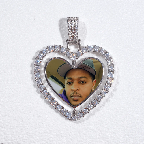 3D Spinning 2-Faced Heart Custom Picture Pendant