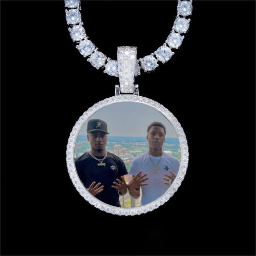 925S & VVS Moissanite 3D Circle Custom Picture Pendant