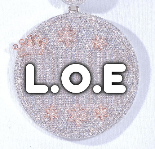 CUSTOM LETTER NECKLACE 3D BIG CROWN DISC