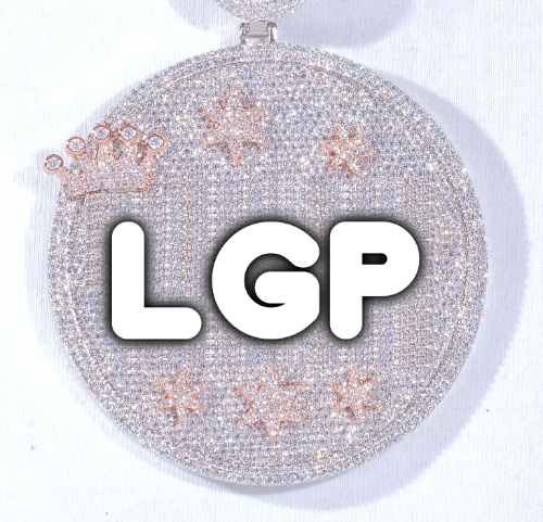 CUSTOM LETTER NECKLACE 3D BIG CROWN DISC