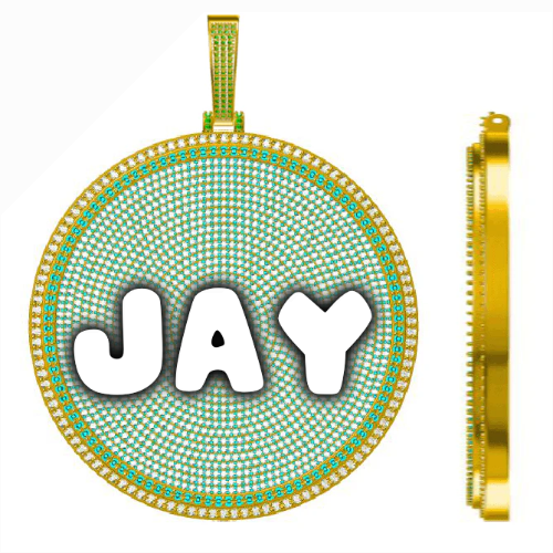 CUSTOM LETTER NECKLACE 3D BIG DISC
