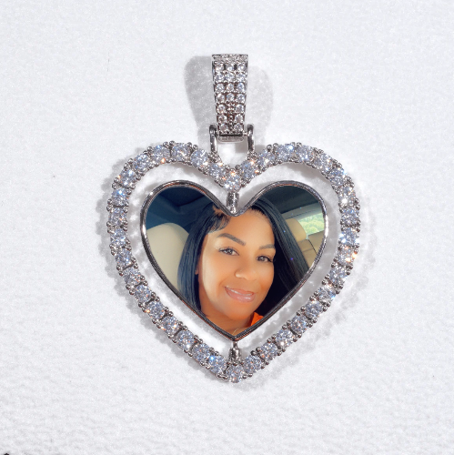 3D Spinning 2-Faced Heart Custom Picture Pendant