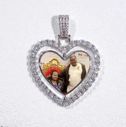 3D Spinning 2-Faced Heart Custom Picture Pendant