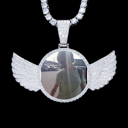 925S & VVS Moissanite 3D Wing Custom Picture Pendant