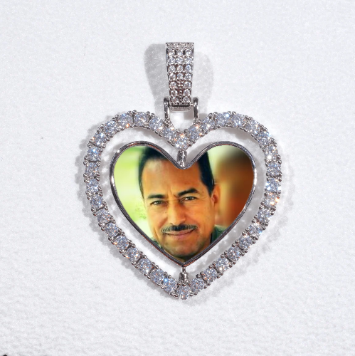 3D Spinning 2-Faced Heart Custom Picture Pendant
