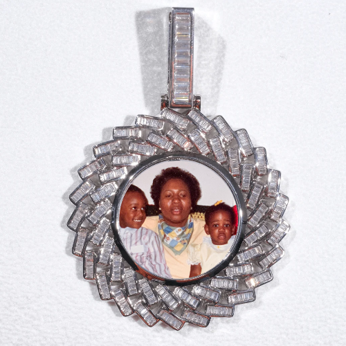 Large 3D Baguette Custom Picture Pendant