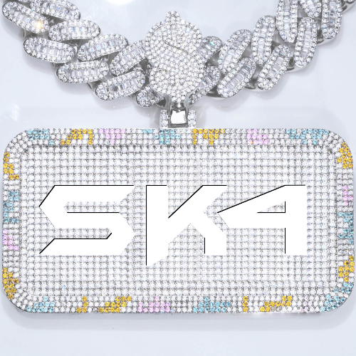 CUSTOM LETTER NECKLACE 3D COLORFUL SQUARE