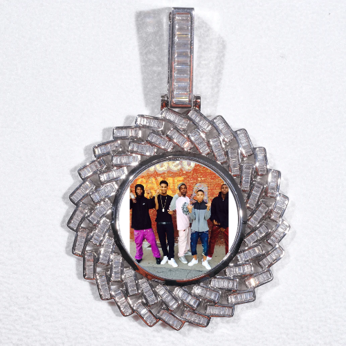 Large 3D Baguette Custom Picture Pendant