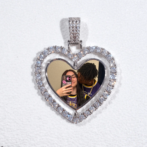 3D Spinning 2-Faced Heart Custom Picture Pendant