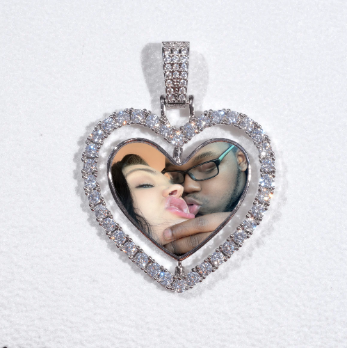 3D Spinning 2-Faced Heart Custom Picture Pendant
