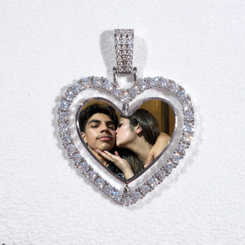 3D Spinning 2-Faced Heart Custom Picture Pendant