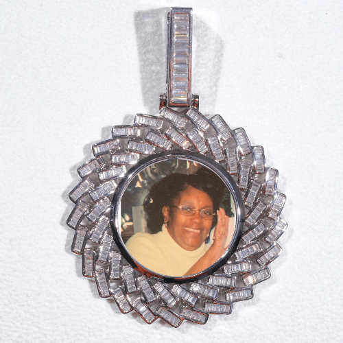 Large 3D Baguette Custom Picture Pendant