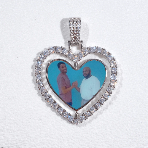 3D Spinning 2-Faced Heart Custom Picture Pendant