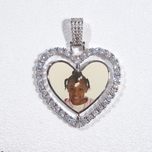 3D Spinning 2-Faced Heart Custom Picture Pendant
