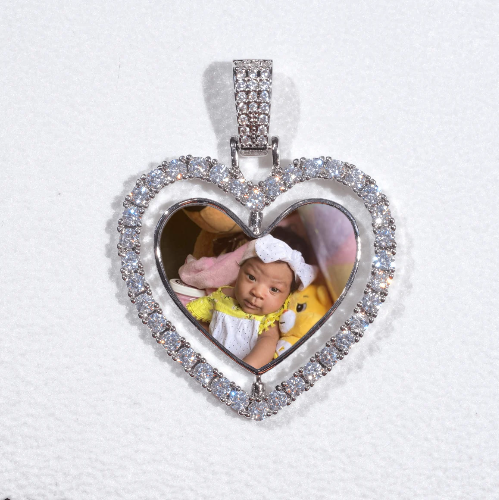 3D Spinning 2-Faced Heart Custom Picture Pendant