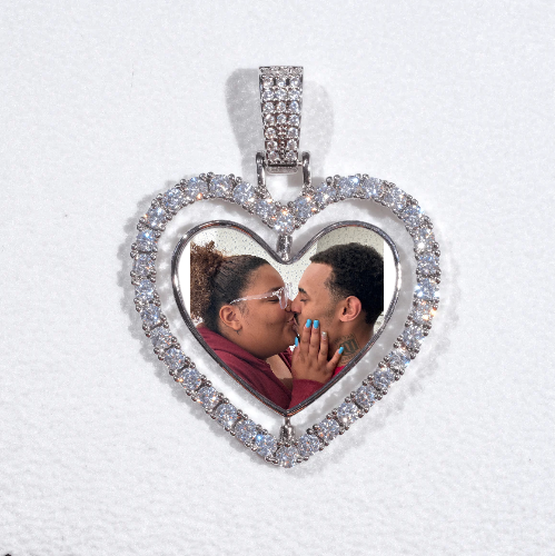 3D Spinning 2-Faced Heart Custom Picture Pendant