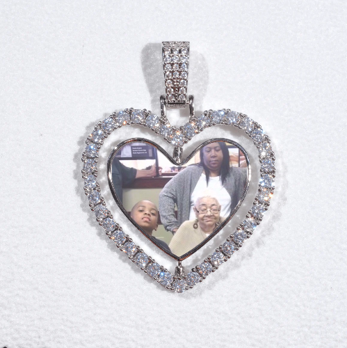 3D Spinning 2-Faced Heart Custom Picture Pendant