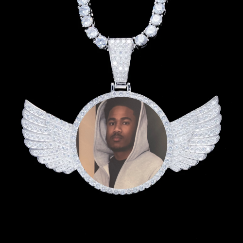 925S & VVS Moissanite 3D Wing Custom Picture Pendant
