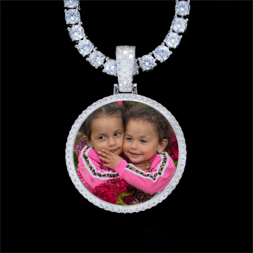 925S & VVS Moissanite 3D Circle Custom Picture Pendant