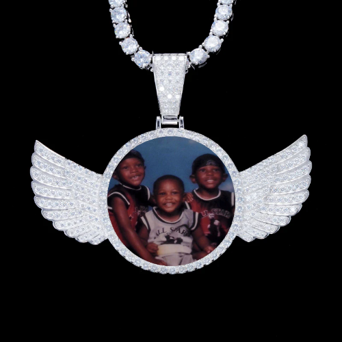 925S & VVS Moissanite 3D Wing Custom Picture Pendant