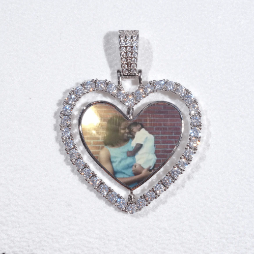 3D Spinning 2-Faced Heart Custom Picture Pendant