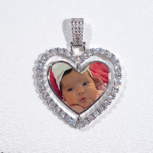 3D Spinning 2-Faced Heart Custom Picture Pendant