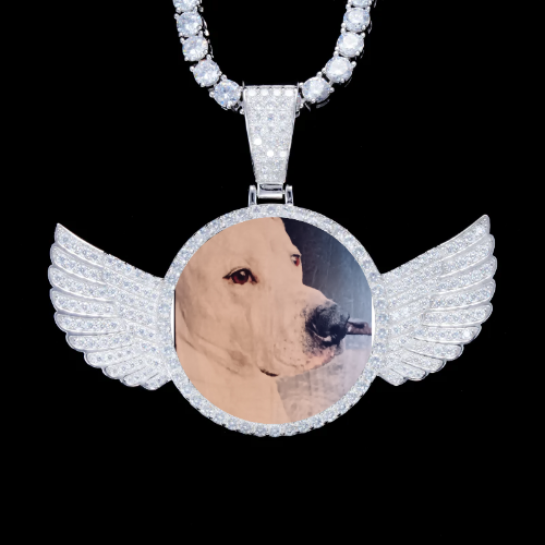 925S & VVS Moissanite 3D Wing Custom Picture Pendant