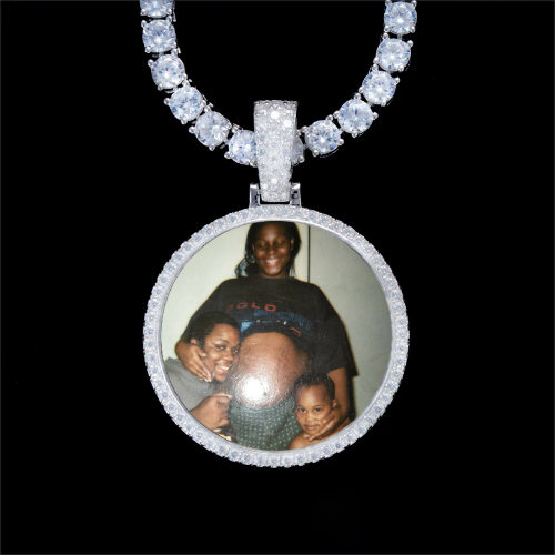 925S & VVS Moissanite 3D Circle Custom Picture Pendant